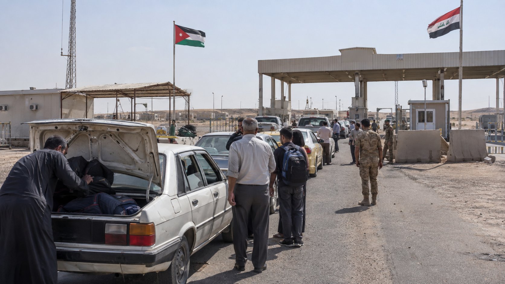 Traverser la frontière jordano-irakienne à Turaibil : taxis partagés, frais de passage et état des routes