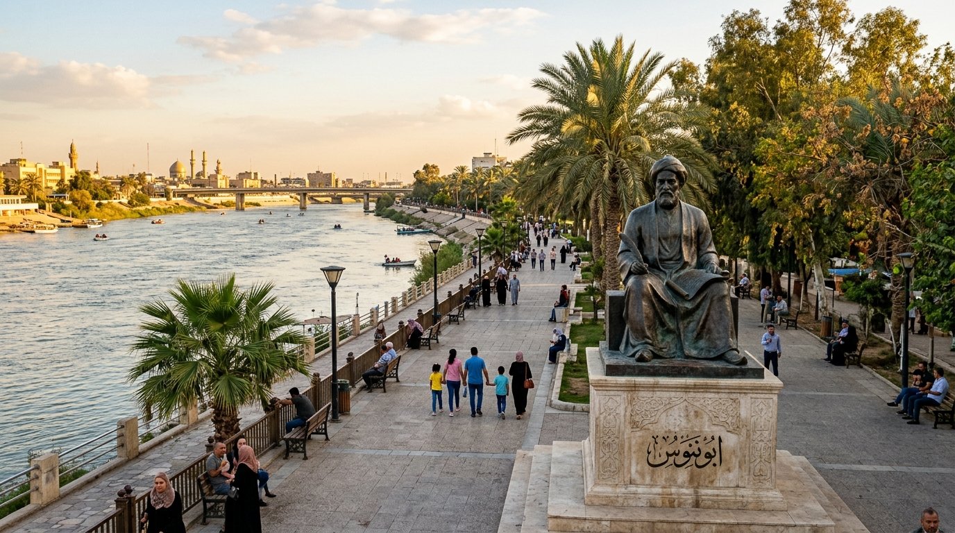 Bronze monument beside the Abu Nuwas corniche