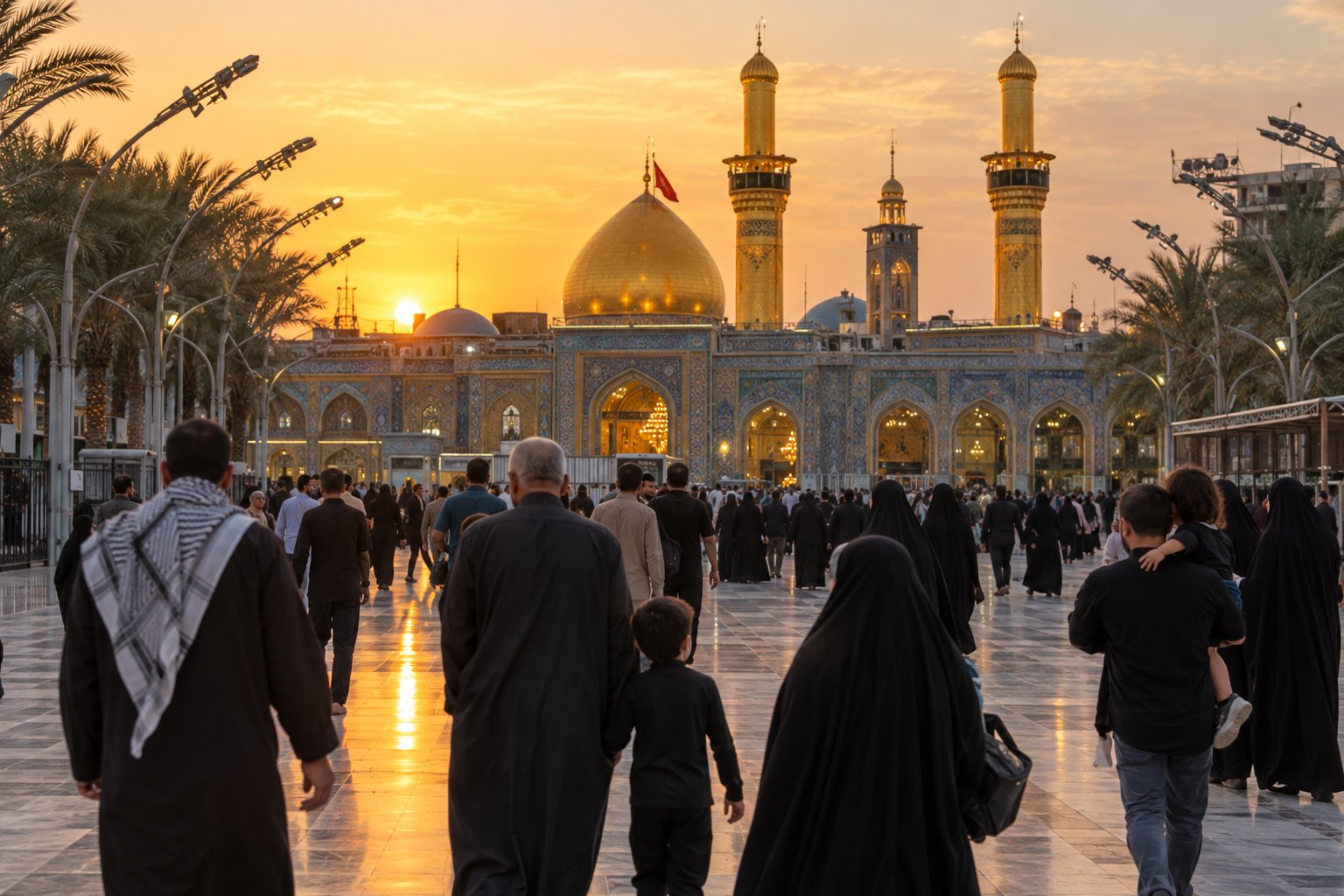 Pilgrims approaching a holy shrine in Iraq