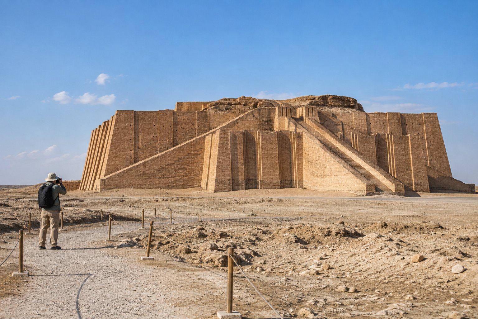 Visitor photographing the Ziggurat of Ur