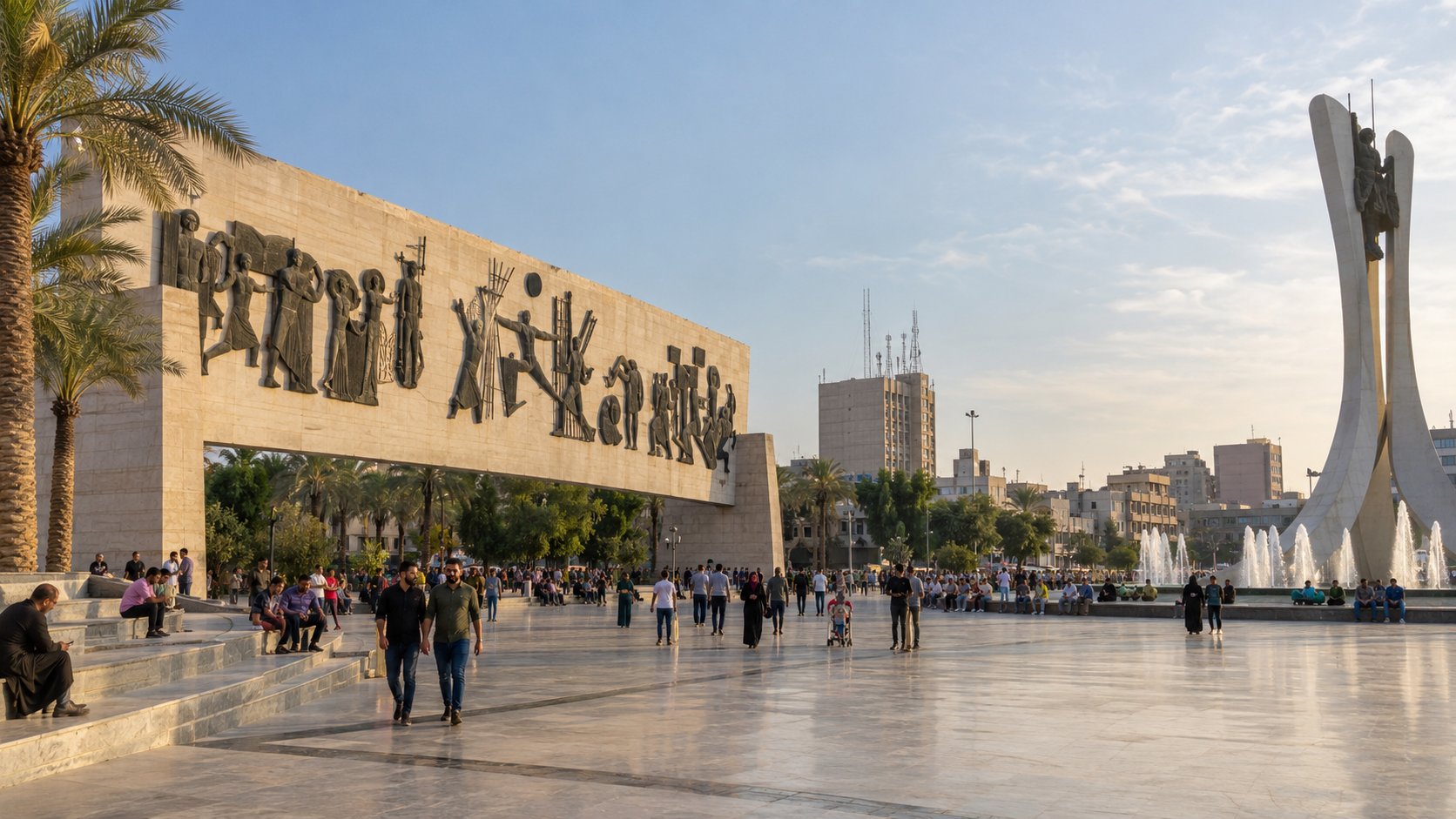 Tahrir-Platz und Freiheitsdenkmal in Bagdad