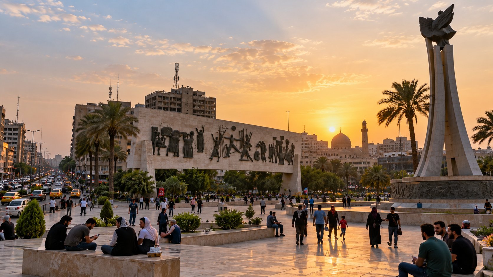 Tahrir-Platz und Freiheitsdenkmal in Bagdad