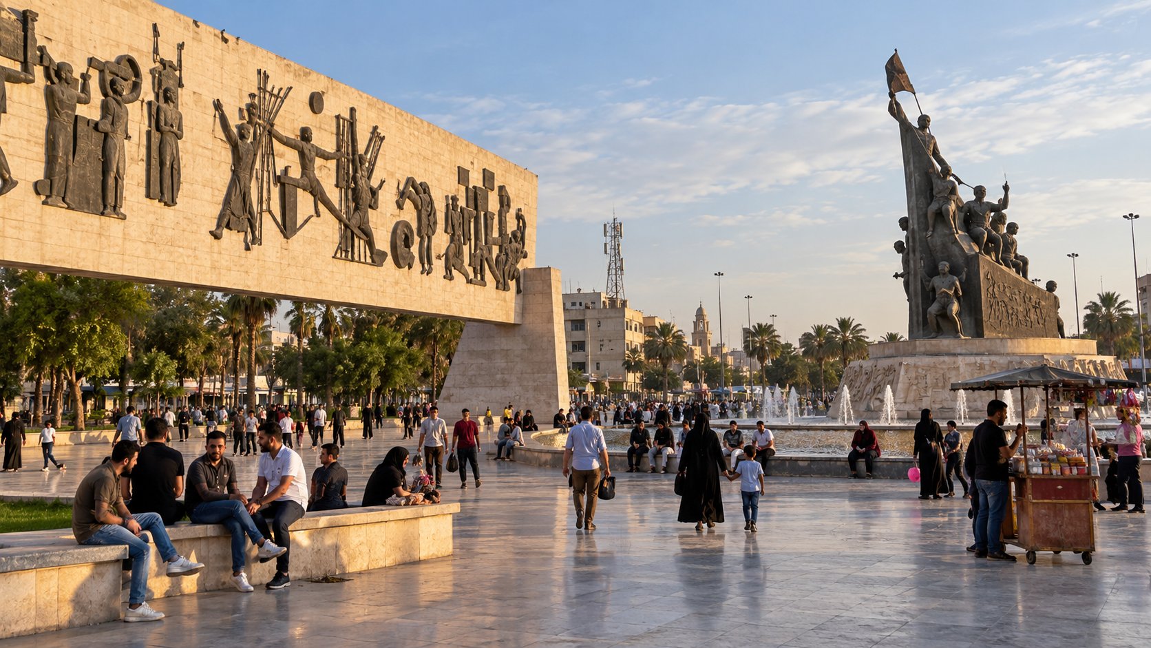 Tahrir-Platz und Freiheitsdenkmal in Bagdad